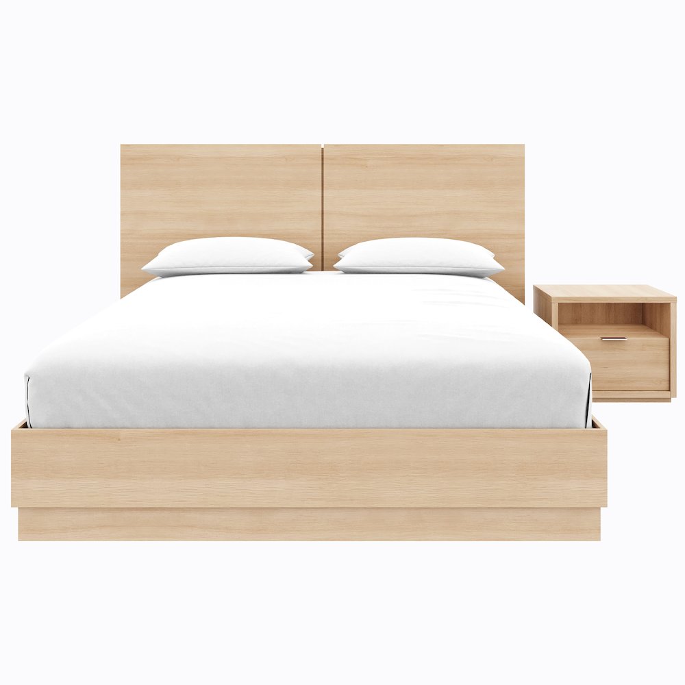 Dean 3 Piece Bedroom Set with Headboard, Slatted Bedframe, 1 Nightstand. Picture 1