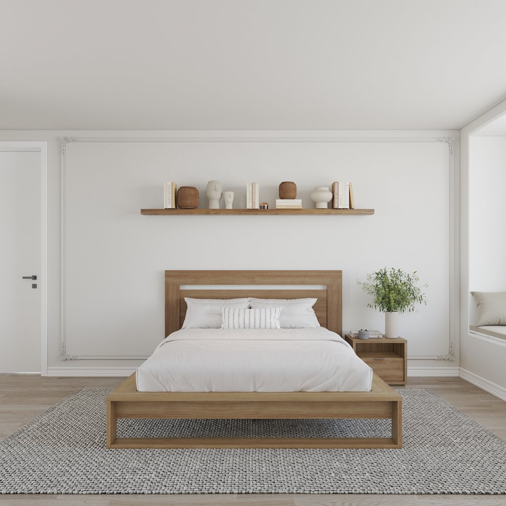 Morgan 3 Piece Bedroom Set with Headboard, Slatted Bedframe, 1 Nightstand. Picture 3