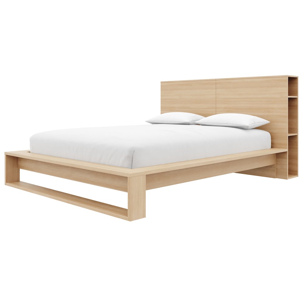 Torino Bedset with Headboard and Slatted Bedframe Natural Blonde Oak Color. Picture 2