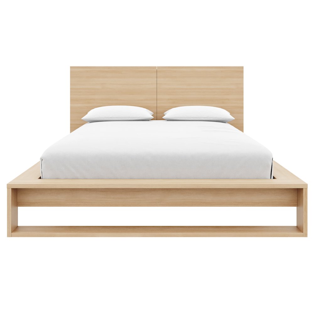 Torino Bedset with Headboard and Slatted Bedframe Natural Blonde Oak Color. Picture 1