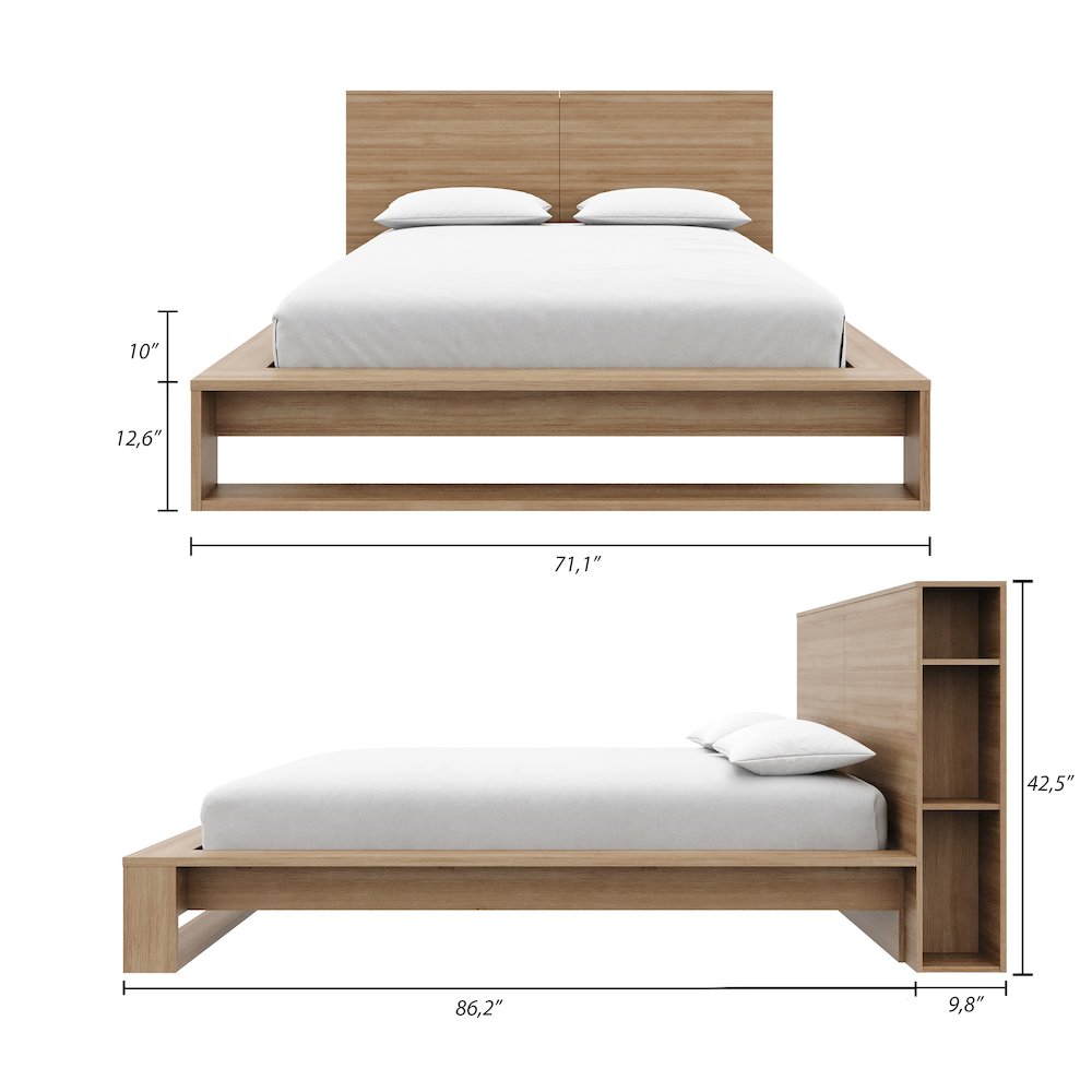 Torino Bedset with Headboard and Slatted Bedframe Brown Oak Color. Picture 9