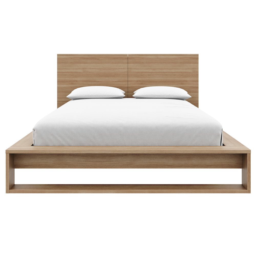 Torino Bedset with Headboard and Slatted Bedframe Brown Oak Color. Picture 2