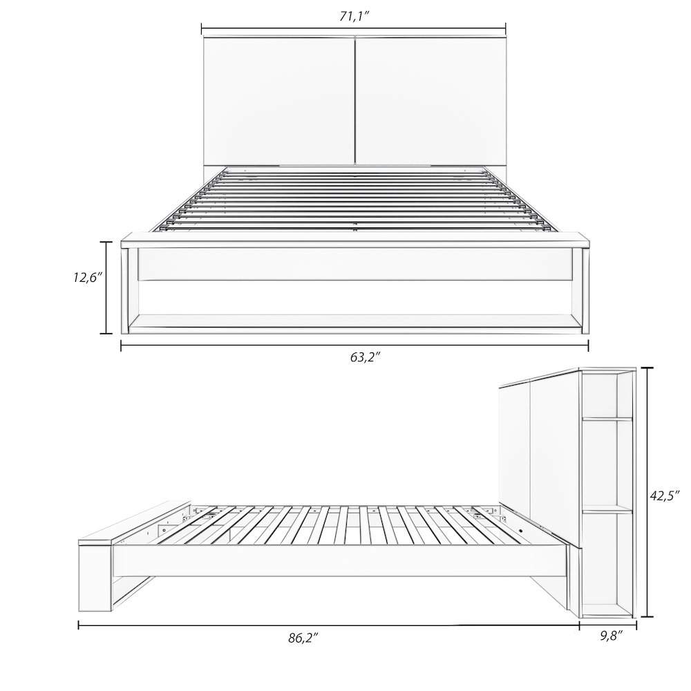 Tate Bedset with Headboard and Slatted Bedframe Natural Blonde Oak Color. Picture 8