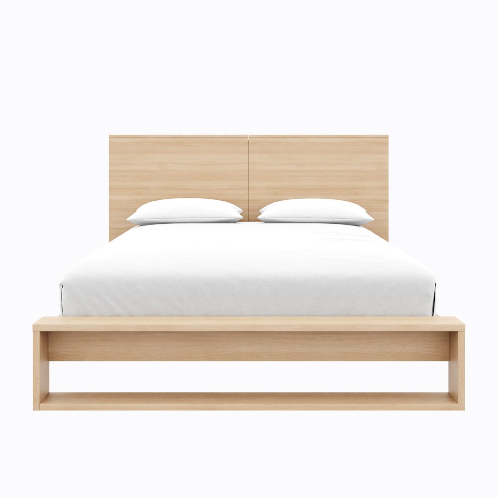 Tate Bedset with Headboard and Slatted Bedframe Natural Blonde Oak Color. Picture 2