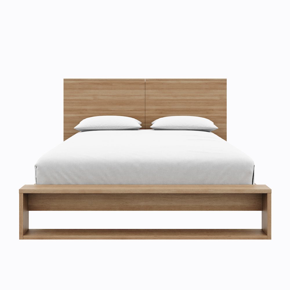 Tate Bedset with Headboard and Slatted Bedframe Brown Oak Color. Picture 2