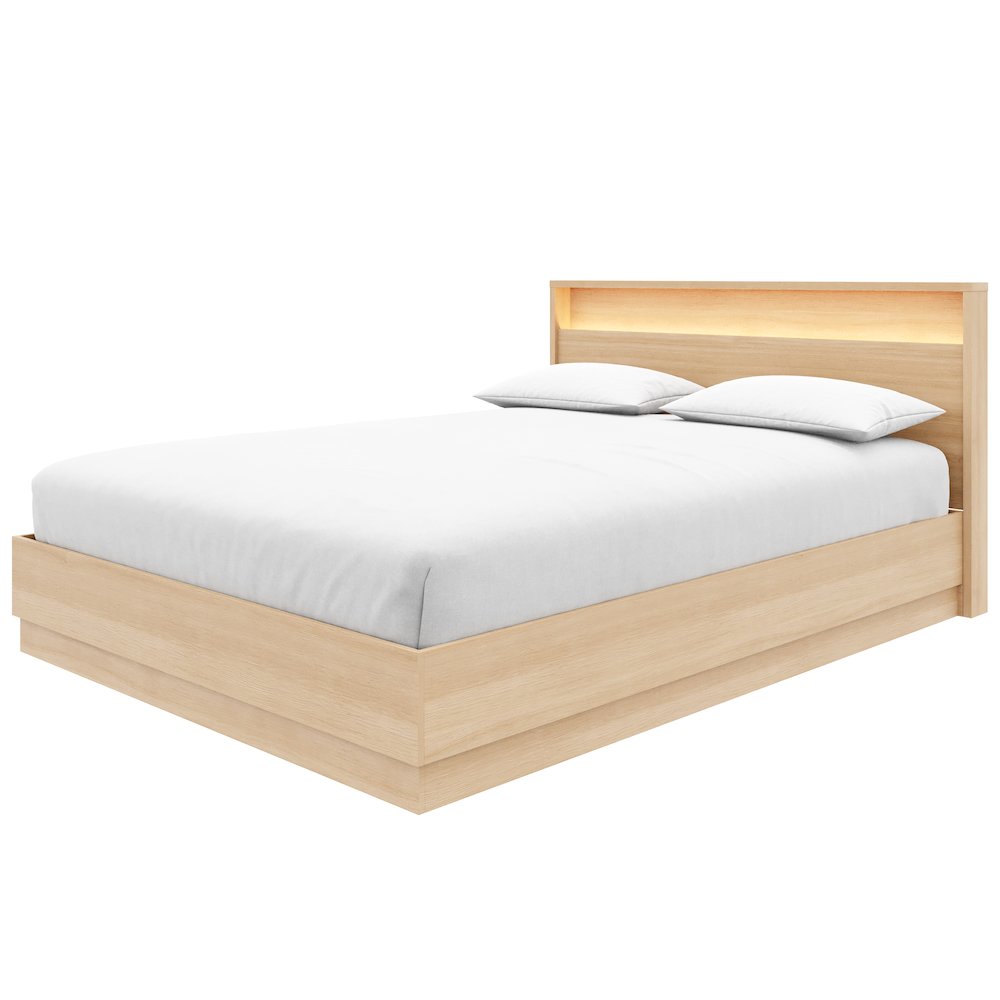Harlow Bed Set with Slatted Bedframe and Headboard with Integrated Light. Picture 1