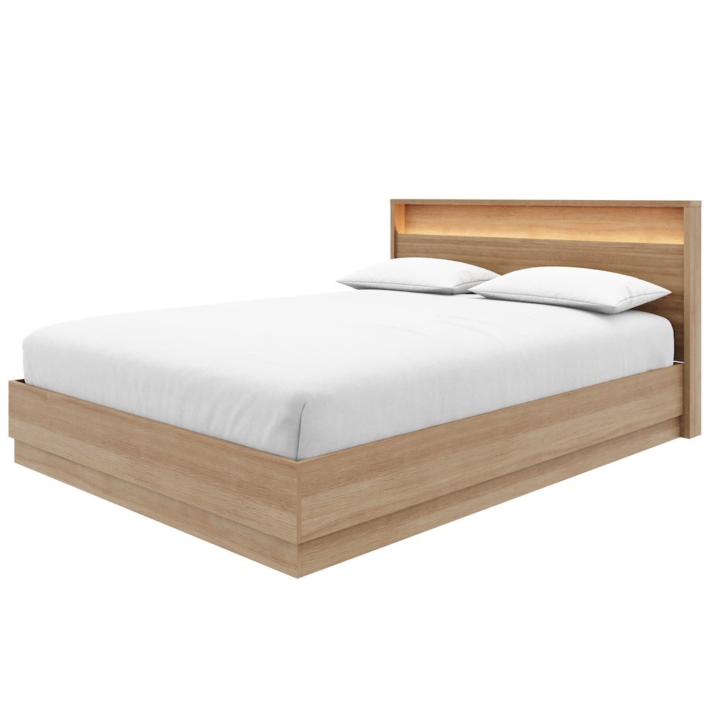 Harlow Bed Set with Slatted Bedframe and Headboard with Integrated Light. Picture 2