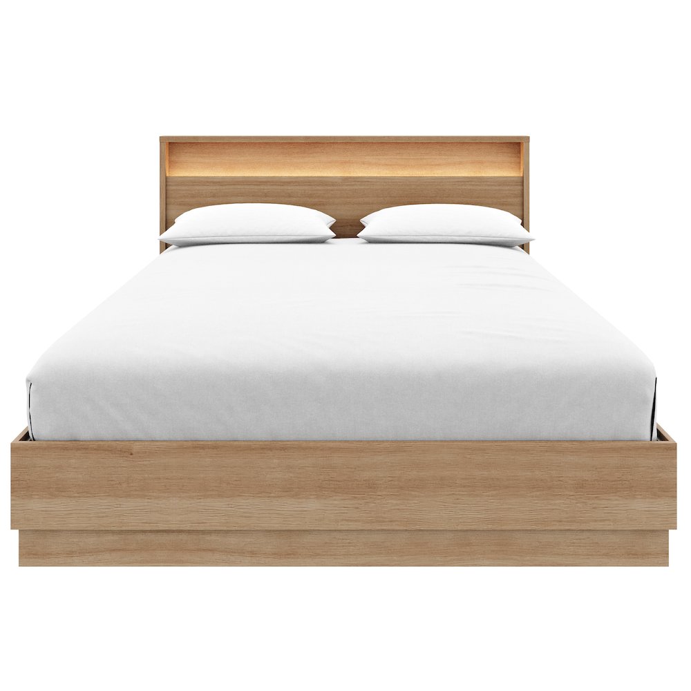 Harlow Bed Set with Slatted Bedframe and Headboard with Integrated Light. Picture 1