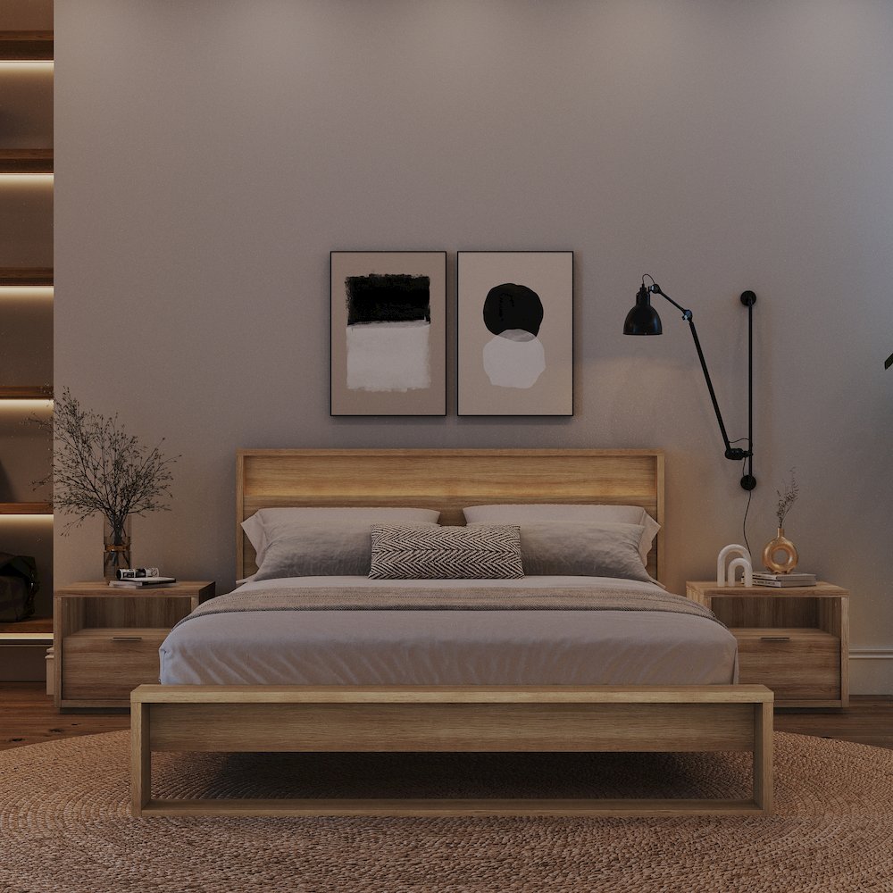 Gael 4 Piece Bedroom Set with Slatted Bedframe, Headboard with Integrated Light. Picture 5