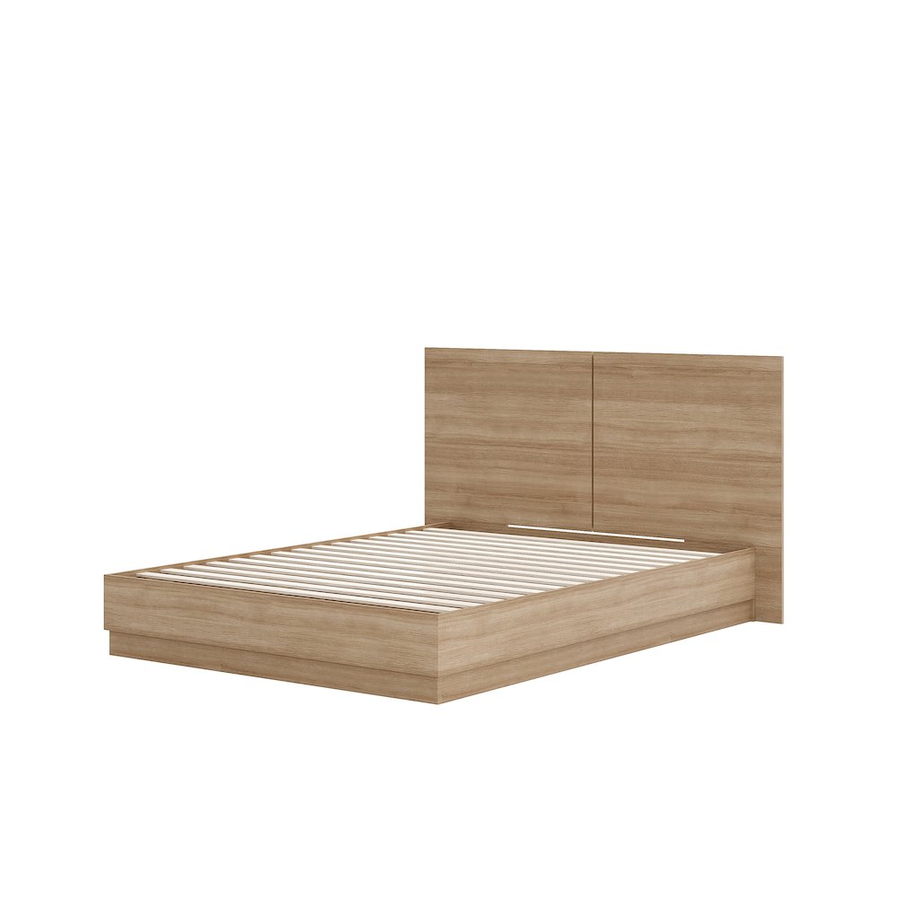 Milano Platform Bed Set In Brown Oak. Picture 1