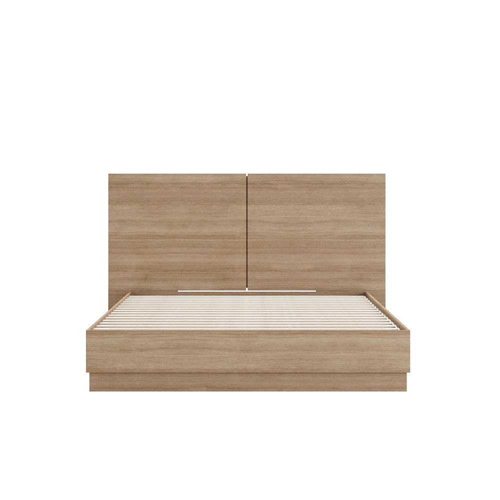 Milano Platform Bed Set In Brown Oak. Picture 2