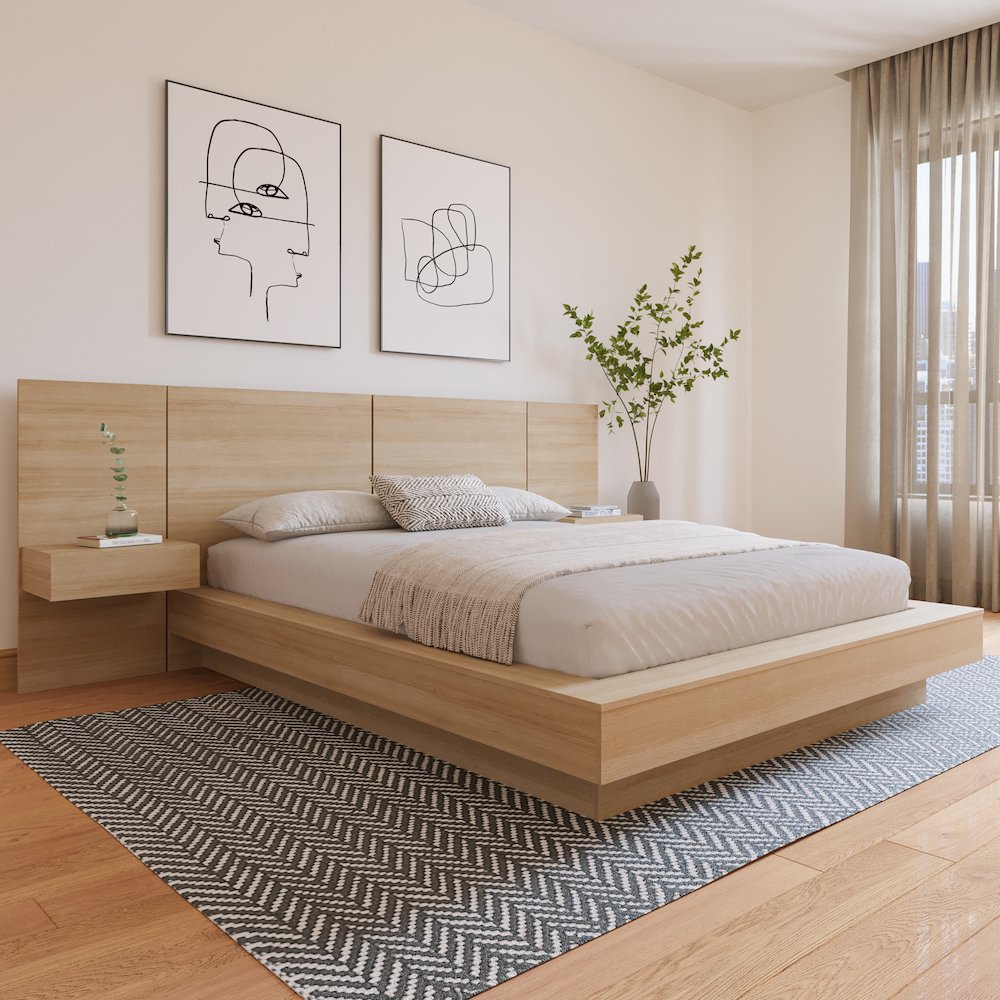 Napa 4-Piece Platform Bedroom Set With Floating Nightstand. Picture 5
