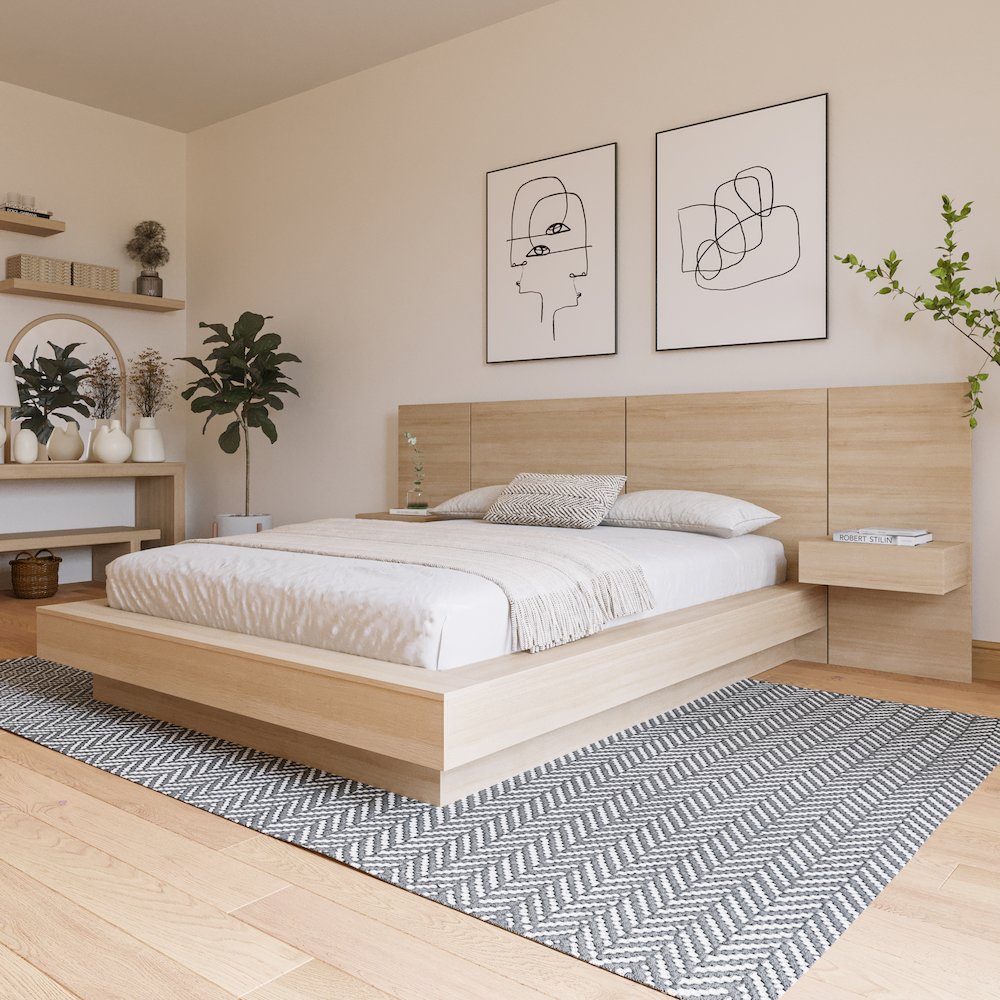 Napa 4-Piece Platform Bedroom Set With Floating Nightstand. Picture 6