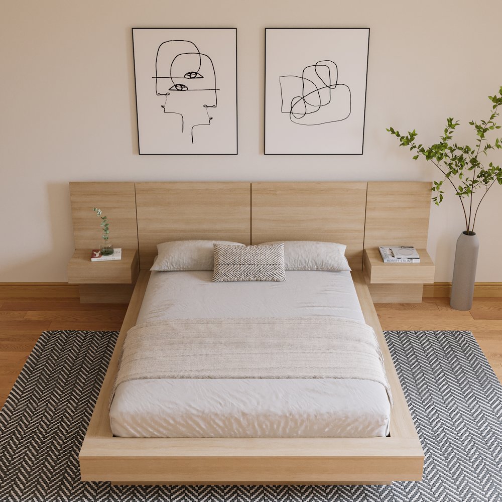 Napa 4-Piece Platform Bedroom Set With Floating Nightstand. Picture 3