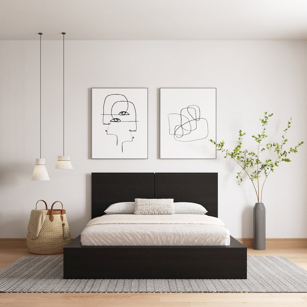 James Platform Bed with Headboad In Black Karsima. Picture 3