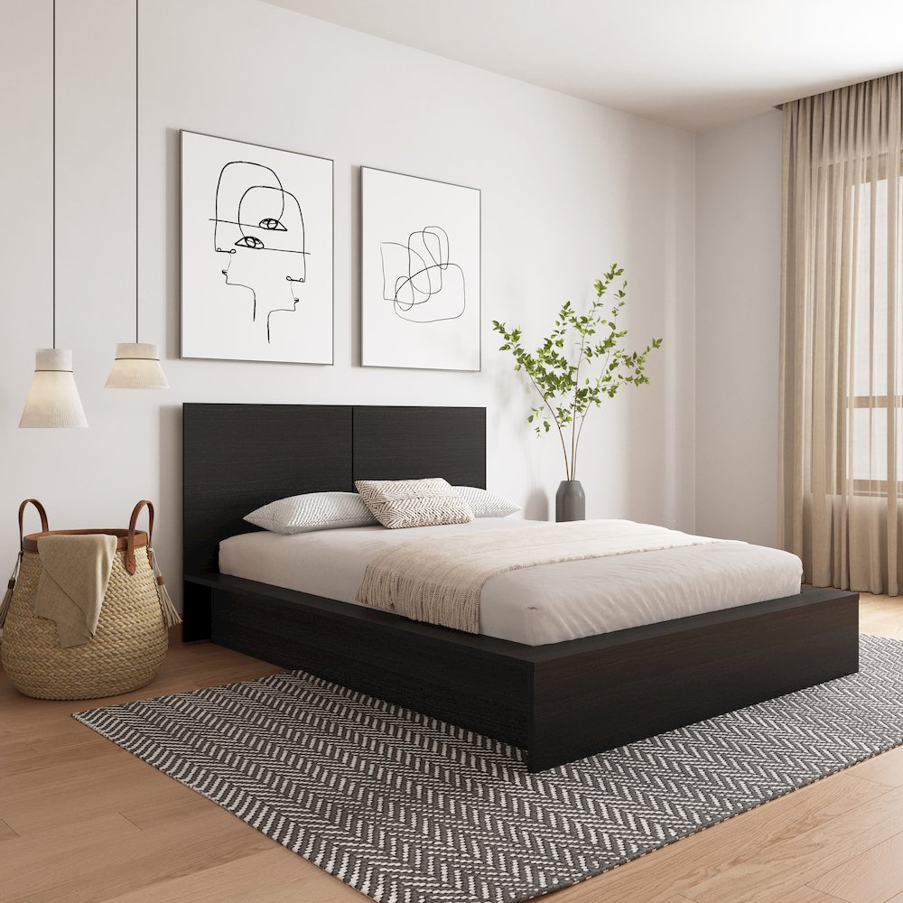 James Platform Bed with Headboad In Black Karsima. Picture 6