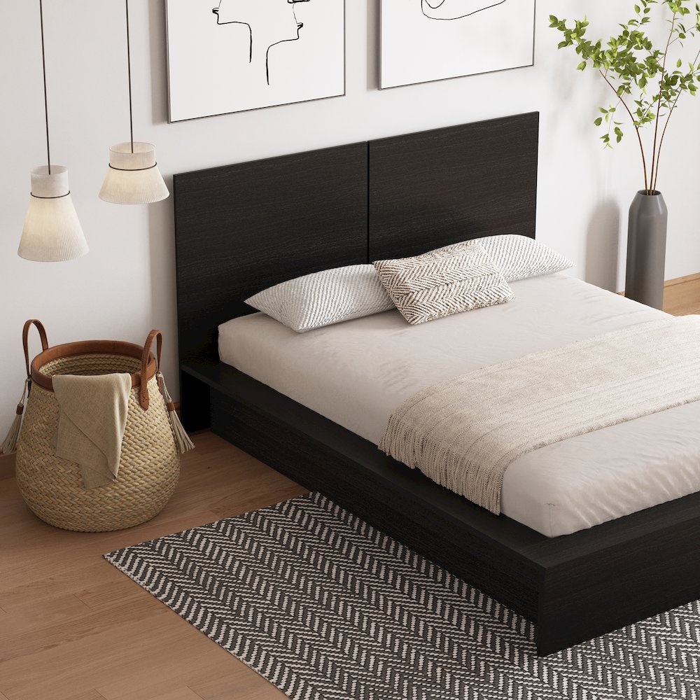 James Platform Bed with Headboard In Black Karisma. Picture 6