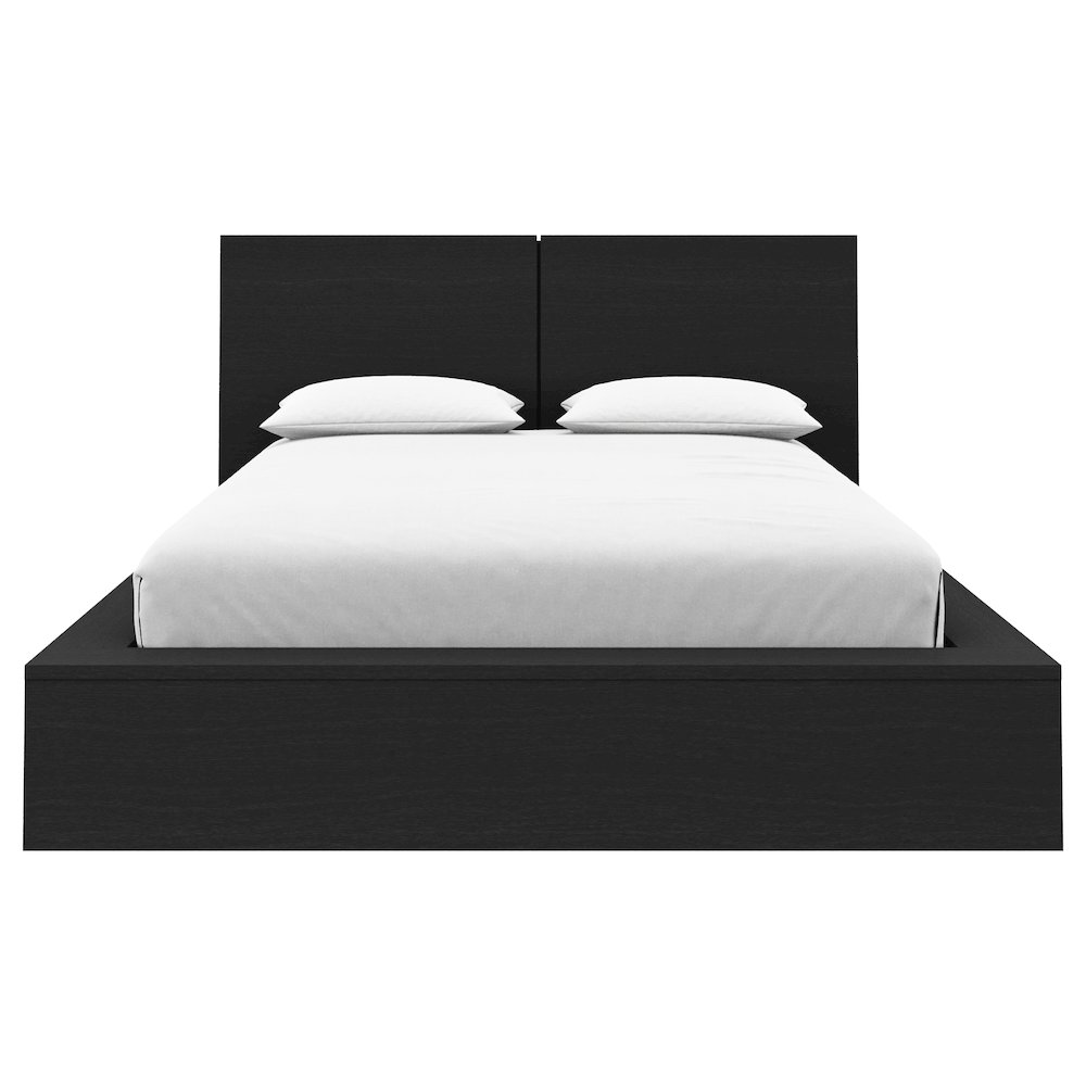 James Platform Bed with Headboard In Black Karisma. Picture 1