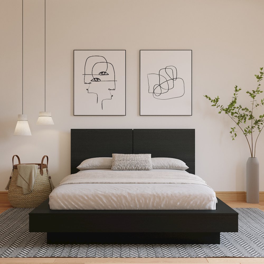 Napa Platform Bed Set In Black Karisma. Picture 5