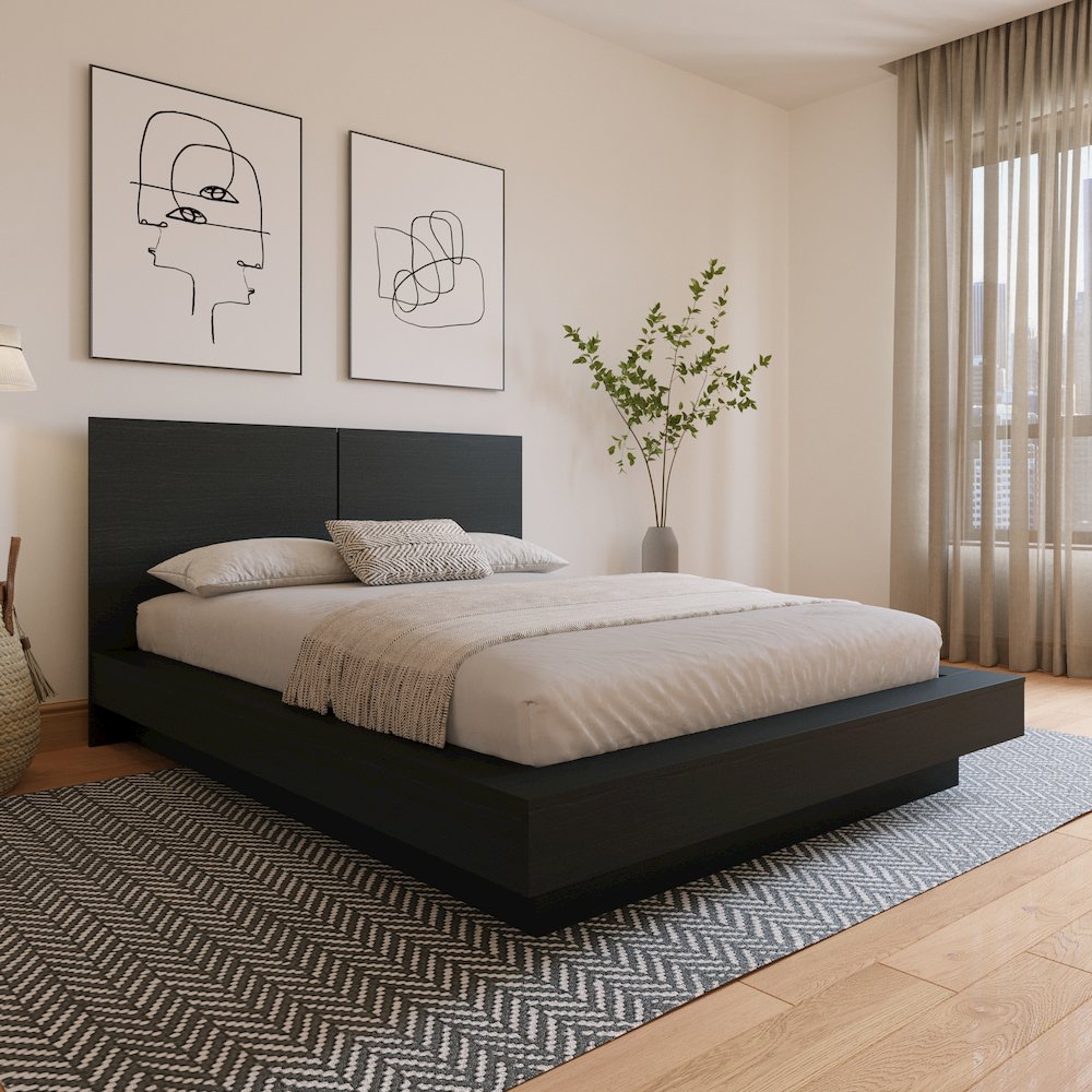 Napa Platform Bed Set In Black Karisma. Picture 3
