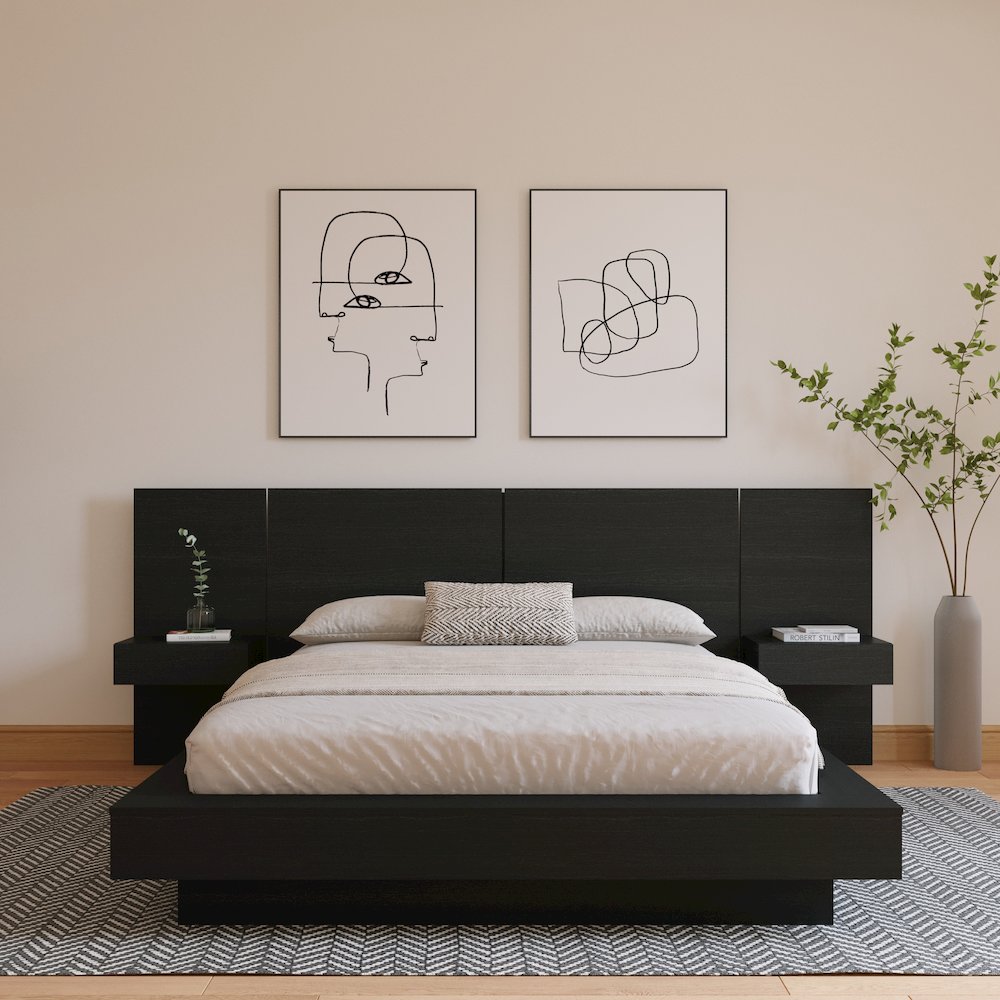 Napa 4-Piece Platform Bedroom Set With Floating Nightstand. Picture 3