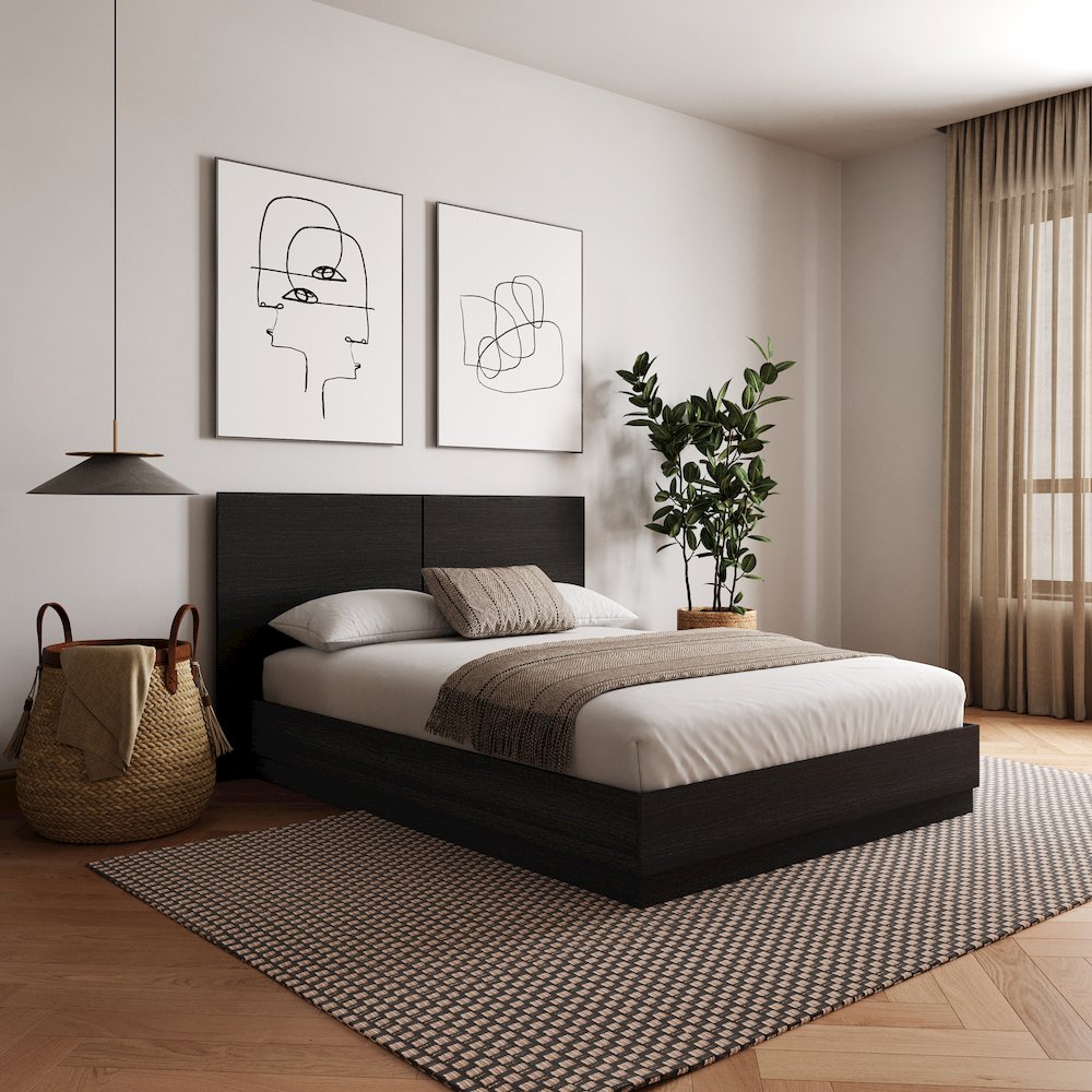 Milano Platform Bed Set In Black Karisma. Picture 6