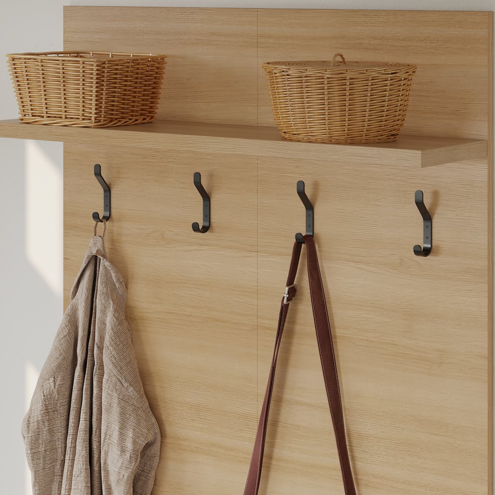 Porto Entryway Wall-Mounted Coat Rack with Shelf. Picture 5