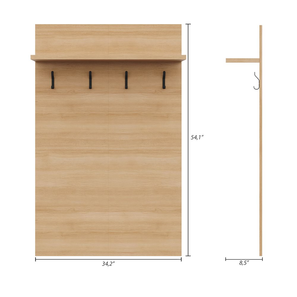 Porto Entryway Wall-Mounted Coat Rack with Shelf. Picture 7