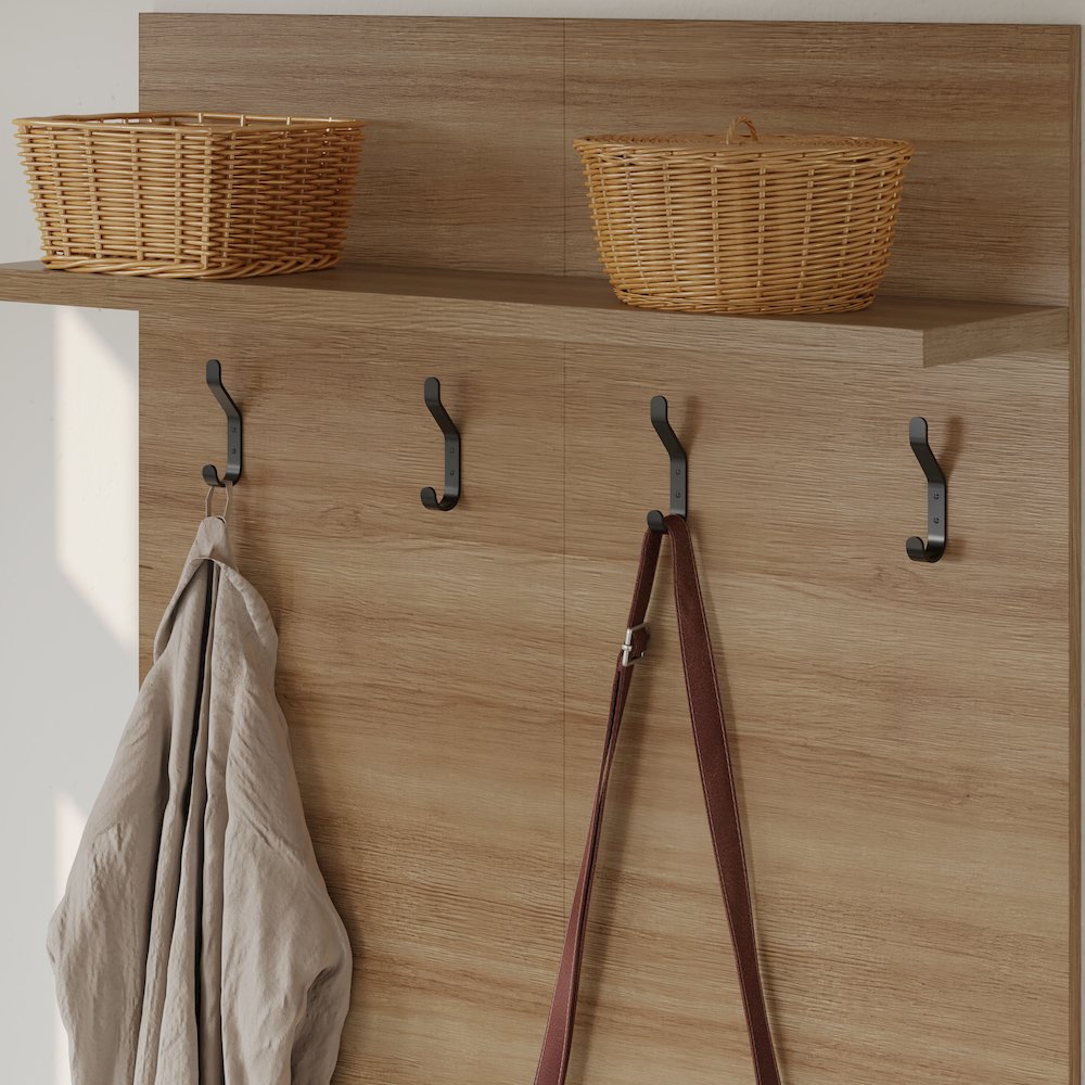 Porto Entryway Wall-Mounted Coat Rack with Shelf. Picture 5