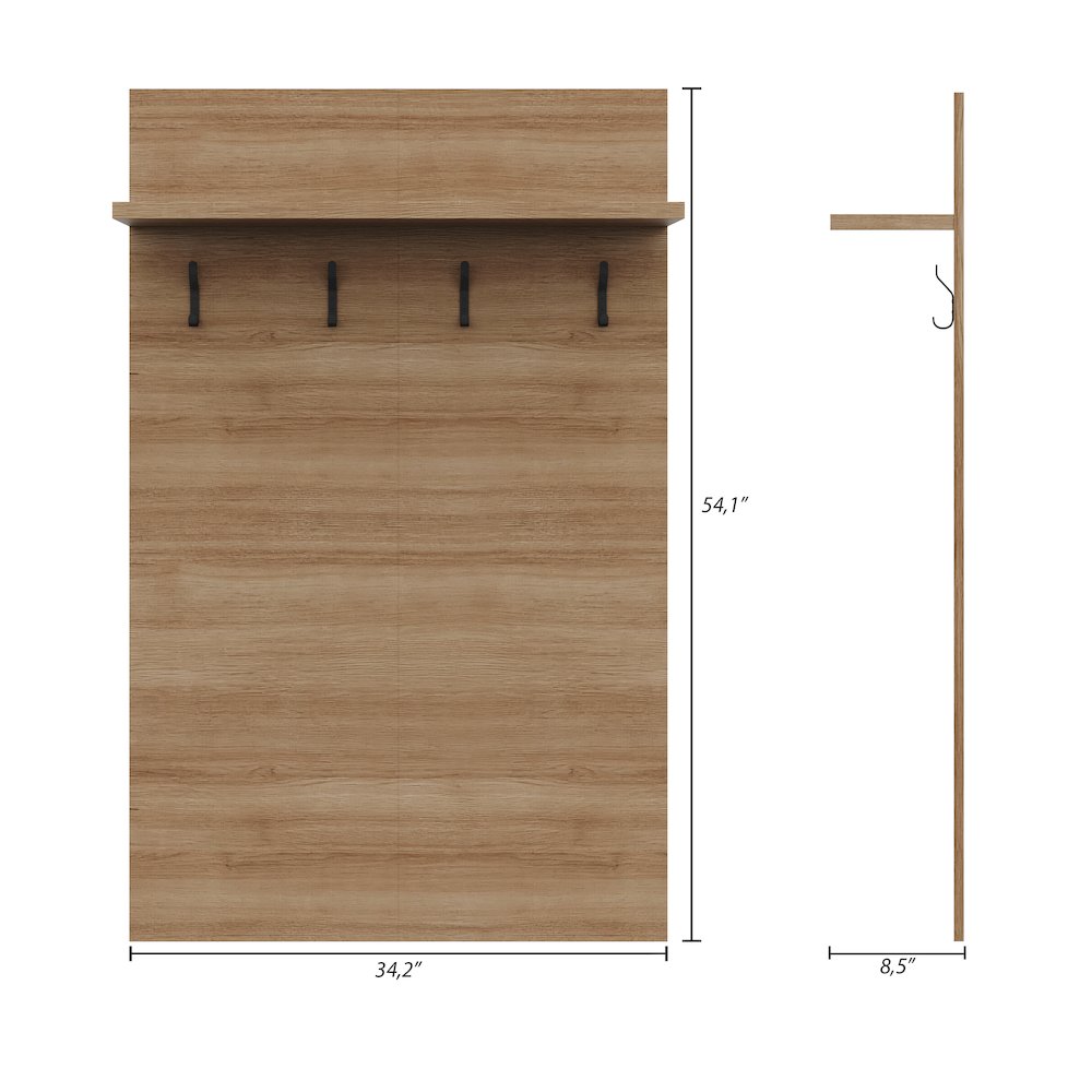 Porto Entryway Wall-Mounted Coat Rack with Shelf. Picture 7