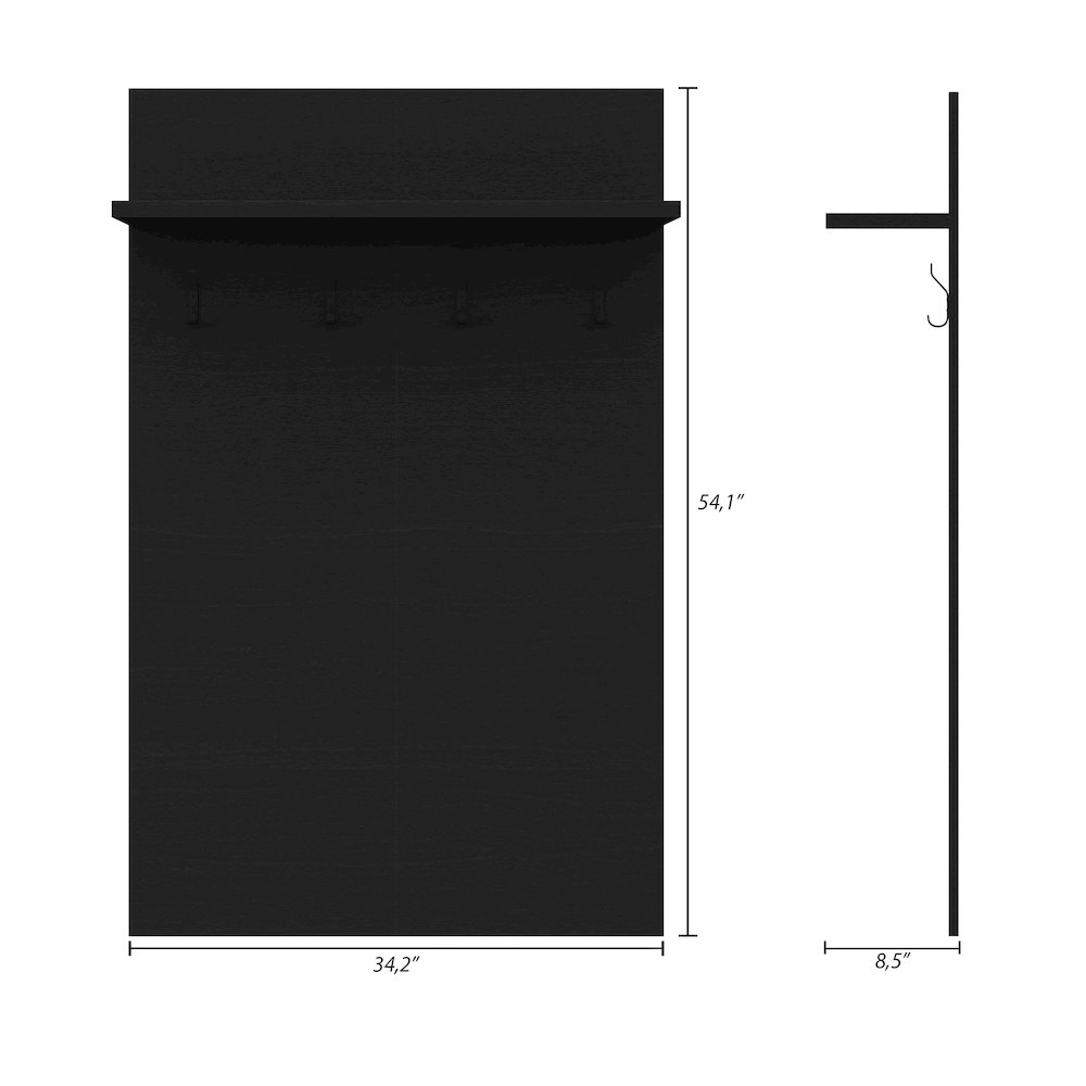 Porto Entryway Wall-Mounted Coat Rack with Shelf. Picture 7