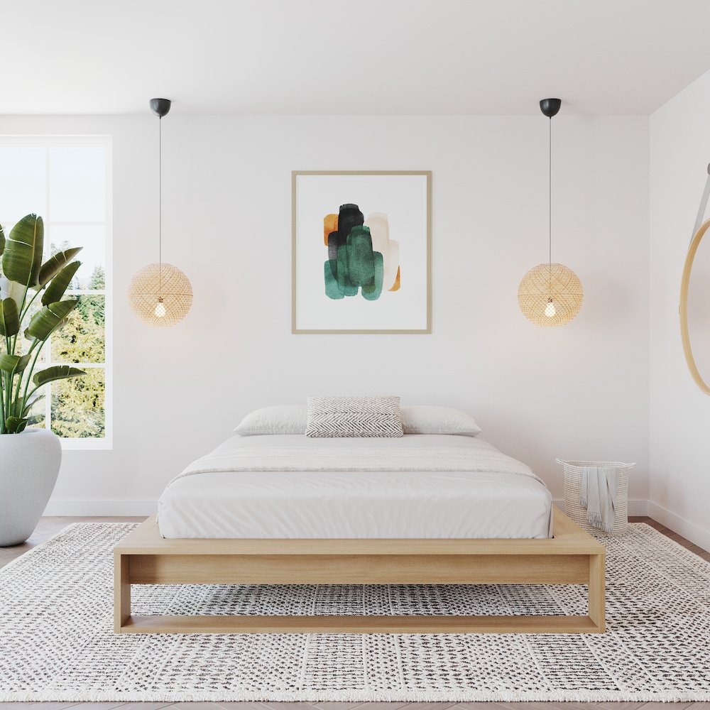 Lido Platform Bed with Slats Natural Blonde Oak Color. Picture 5