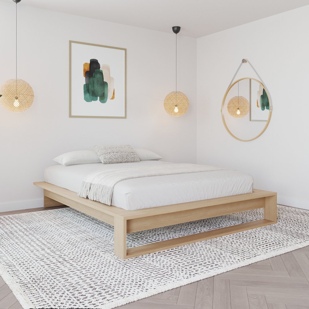 Lido Platform Bed with Slats Natural Blonde Oak Color. Picture 4