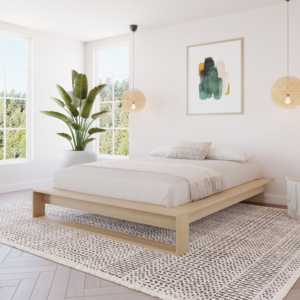 Lido Platform Bed with Slats Natural Blonde Oak Color. Picture 3