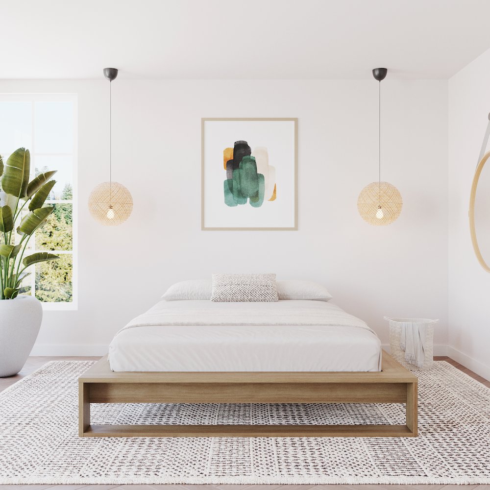 Lido Platform Bed with Slats Brown Oak Color. Picture 4