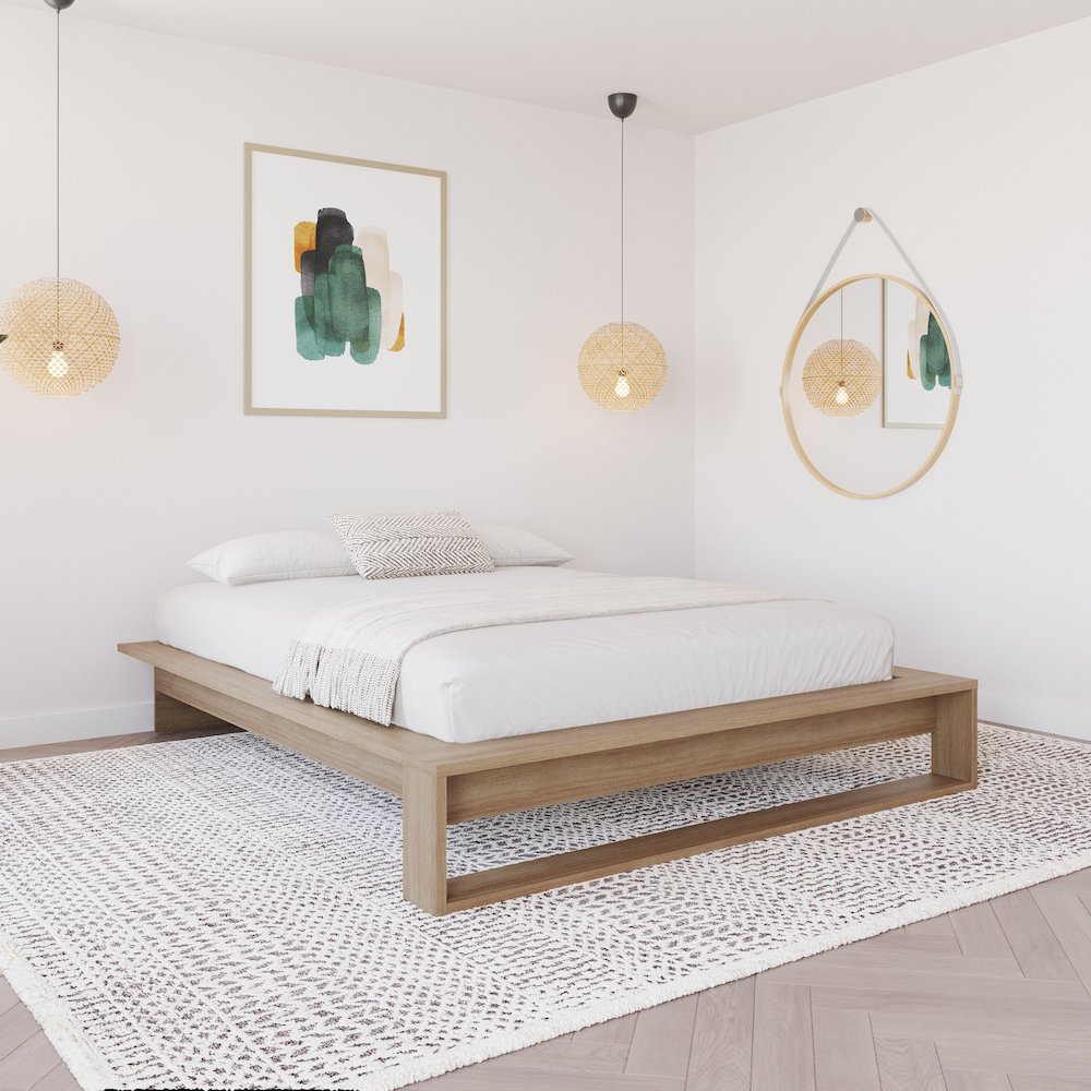 Lido Platform Bed with Slats Brown Oak Color. Picture 5