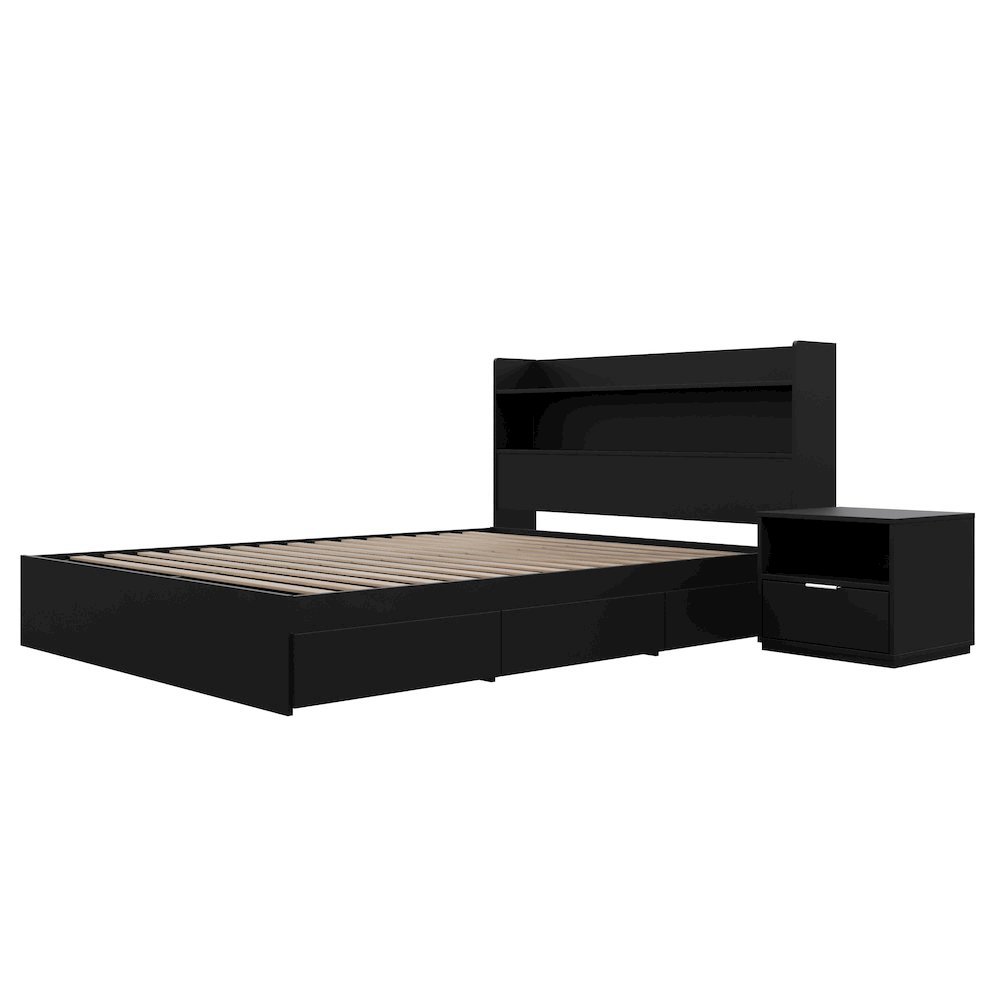 Harper 3-Piece Reversible Storage Bedroom Set,1 Nightstand, Full. Picture 1