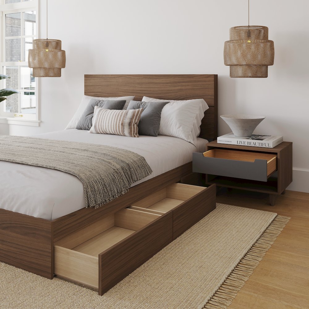 Milo 3-Piece Reversible Storage Bedroom Set,1 Nightstand, Queen. Picture 4