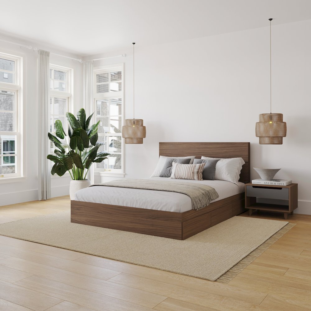 Milo 3-Piece Reversible Storage Bedroom Set,1 Nightstand, Queen. Picture 3