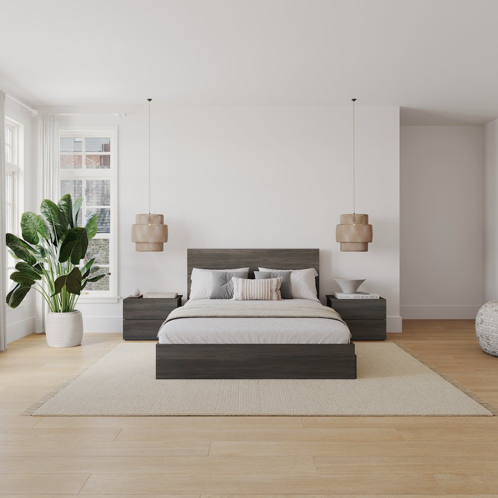 Milo 4-Piece Reversible Storage Bedroom Set,2 Nightstands, Queen. Picture 5