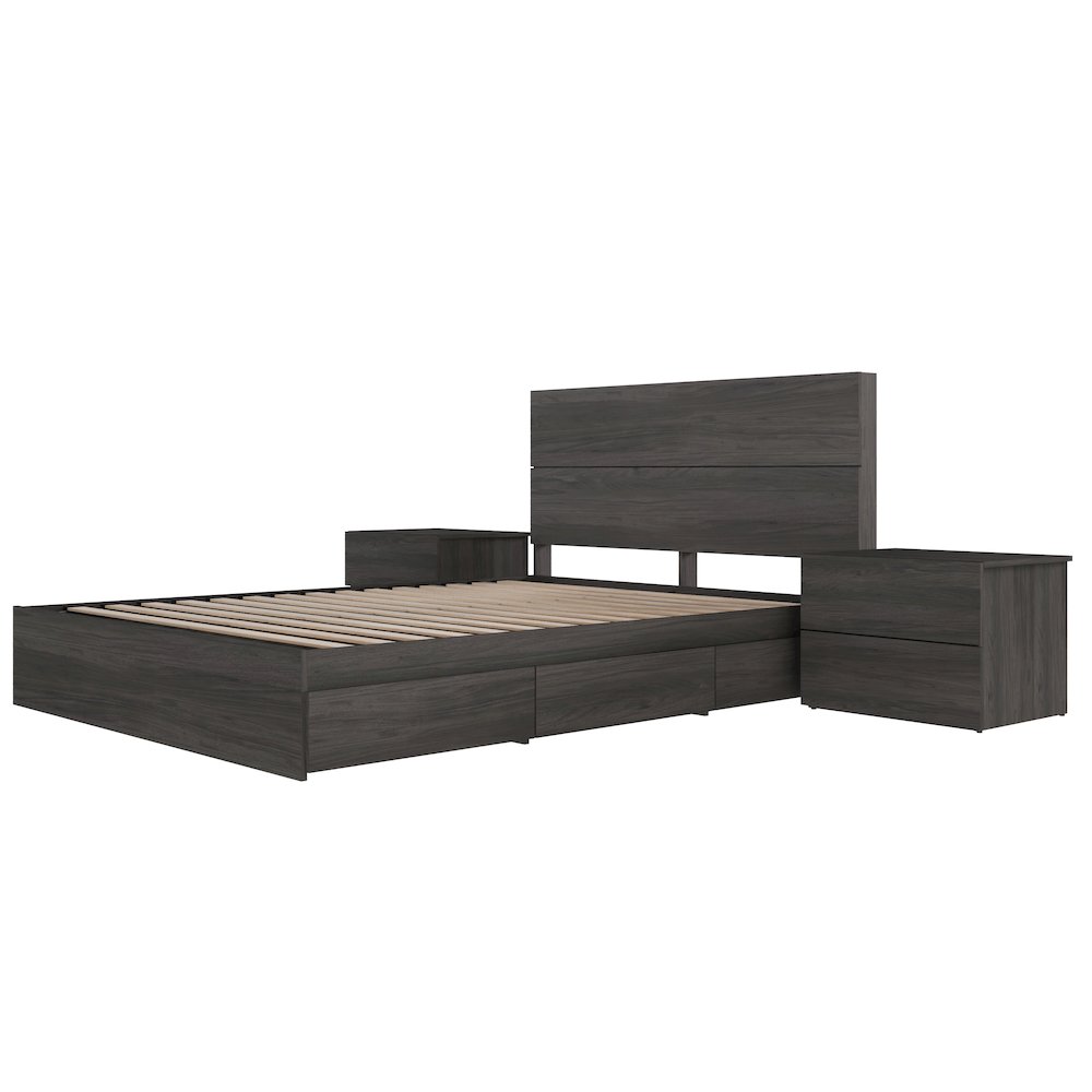 Milo 4-Piece Reversible Storage Bedroom Set,2 Nightstands, Queen. Picture 1