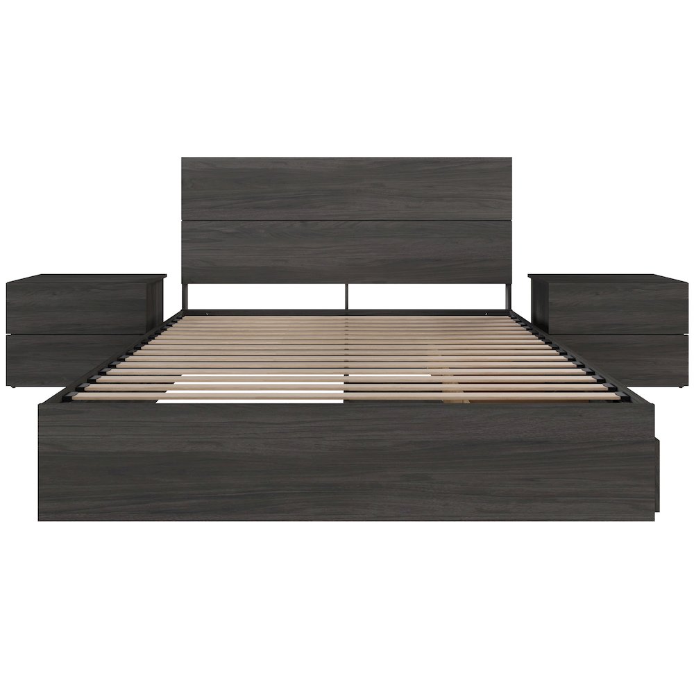 Milo 4-Piece Reversible Storage Bedroom Set,2 Nightstands, Queen. Picture 2