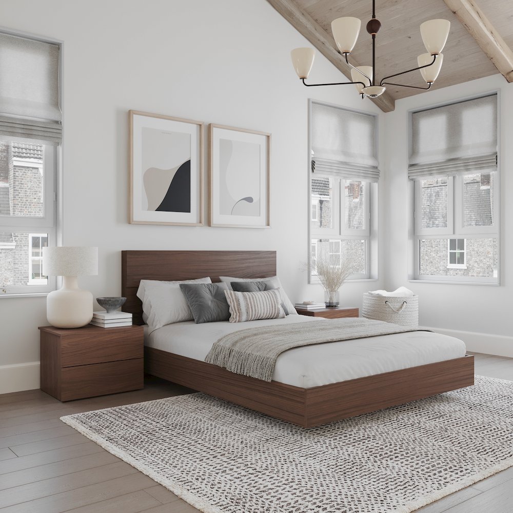 Milo 4-Piece Floating Platform Bedroom Set,2 Nightstands, Queen. Picture 5