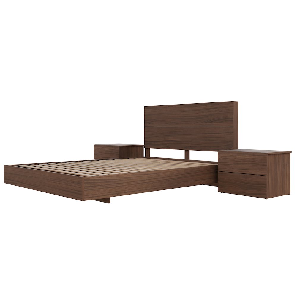 Milo 4-Piece Floating Platform Bedroom Set,2 Nightstands, Queen. Picture 1