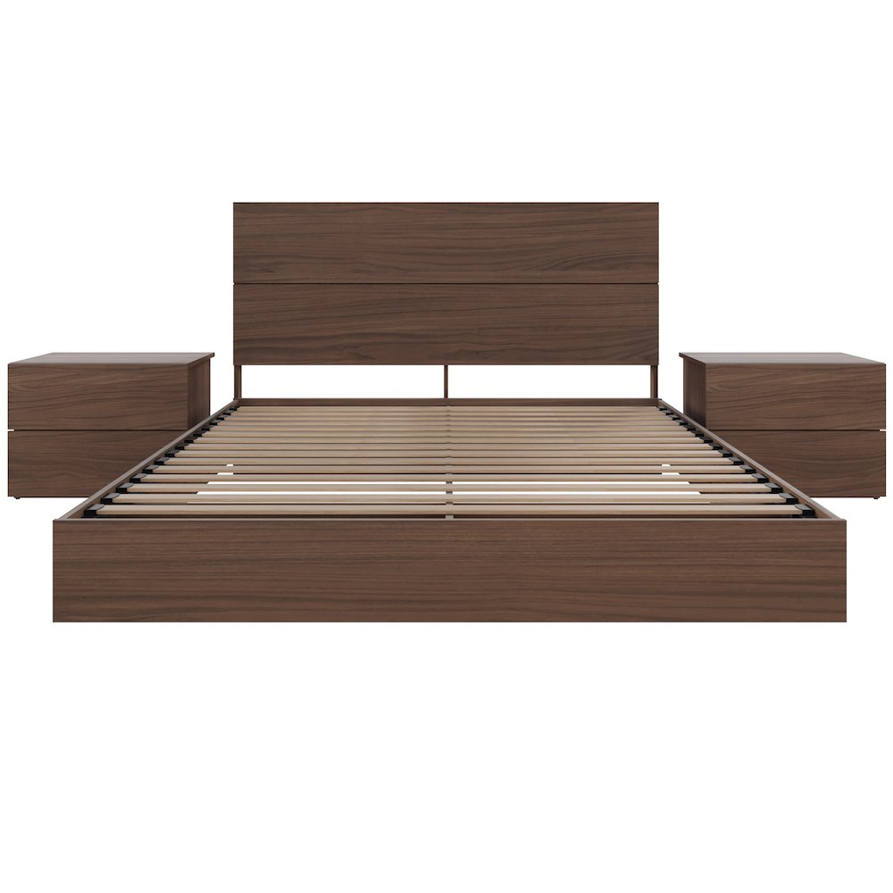 Milo 4-Piece Floating Platform Bedroom Set,2 Nightstands, Queen. Picture 2