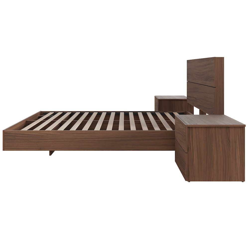 Milo 4-Piece Floating Platform Bedroom Set,2 Nightstands, Queen. Picture 3
