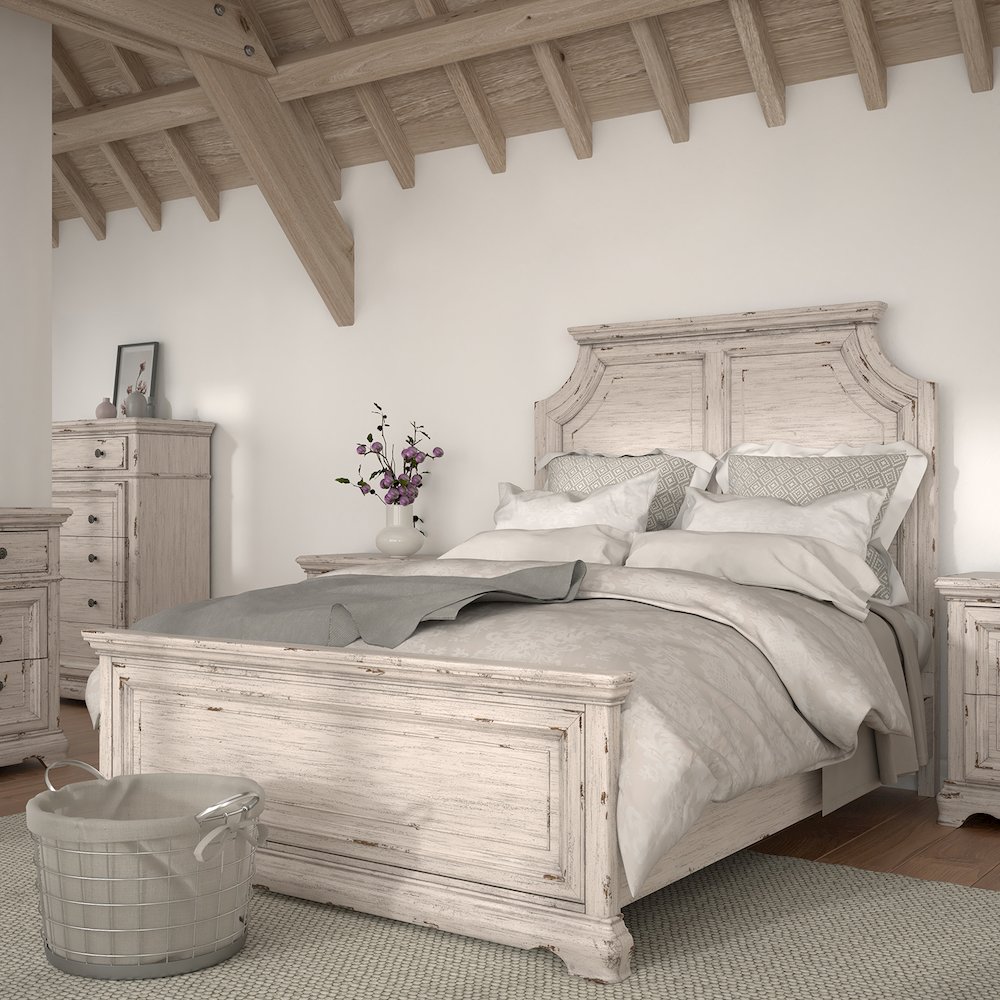 Providence King Panel Bed - Antique White. Picture 8