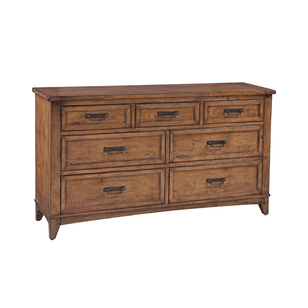 Oakdale 7-Drawer Dresser - Honey Oak. Picture 1