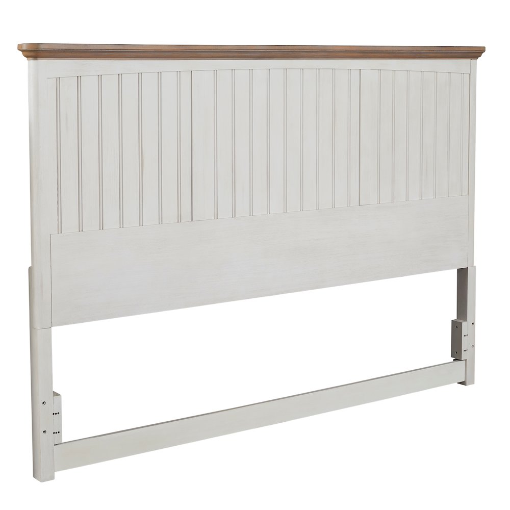 Beach Comber Queen Headboard - Weathered White - Sand Top. Picture 2
