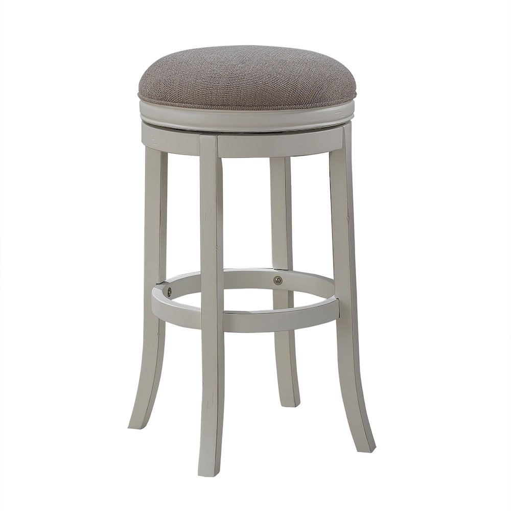Aversa 34" Backless Swivel Stool - Distressed Antique White. Picture 1